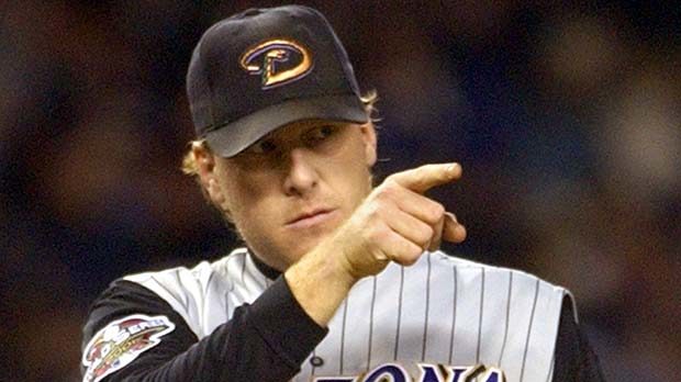 Arizona Diamondbacks' Curt Schilling reacts during the fifth innning against the New York Yankees i...