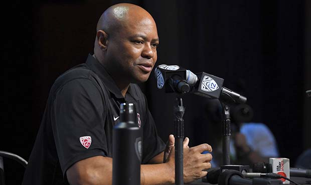 Stanford head coach David Shaw speaks at the Pac-12 NCAA college football media day, Thursday, July...