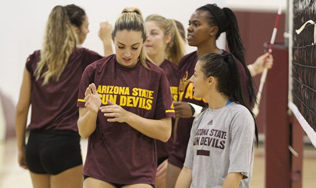 ASU women’s volleyball’s players are closer off and on the court than in years past (Photo by E...
