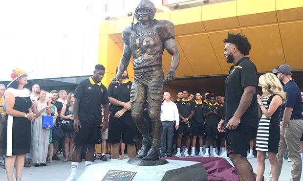 ASU unveiled new statue of Pat Tillman right next to the Tillman tunnel. (Photo by Omar Soussi/ Cro...
