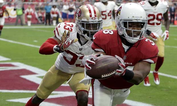 Arizona Cardinals running back Andre Ellington (38) can't make the touchdown catch as San Francisco...