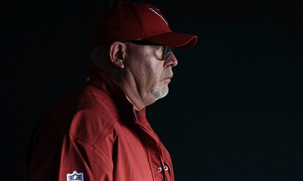 Arizona Cardinals head coach Bruce Arians walks onto the field before an NFL football game against ...