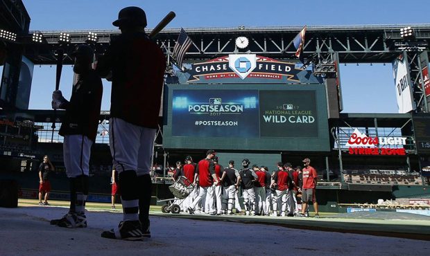 Arizona Diamondbacks get ready to take batting practice at Chase Field as the team gets ready for a...