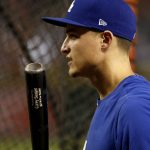 Los Angeles Dodgers Corey Seager takes batting practice prior to game 3 of baseball's National League Division Series against the Arizona Diamondbacks, Monday, Oct. 9, 2017, in Phoenix. (AP Photo/Ross D. Franklin)
