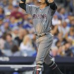 Arizona Diamondbacks' Ketel Marte celebrates after his home run against the Los Angeles Dodgers during the seventh inning of Game 1 of a baseball National League Division Series in Los Angeles, Friday, Oct. 6, 2017. (AP Photo/Mark J. Terrill)