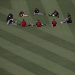 Arizona Diamondbacks stretch before Game 1 of a baseball National League Division Series against the Los Angeles Dodgers in Los Angeles, Friday, Oct. 6, 2017. (AP Photo/Jae C. Hong)