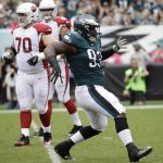 Philadelphia Eagles' Timmy Jernigan reacts after a tackle during the first half of an NFL football game against the Arizona Cardinals, Sunday, Oct. 8, 2017, in Philadelphia. (AP Photo/Matt Rourke)