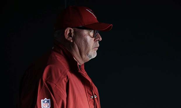 Arizona Cardinals head coach Bruce Arians walks onto the field before an NFL football game against ...