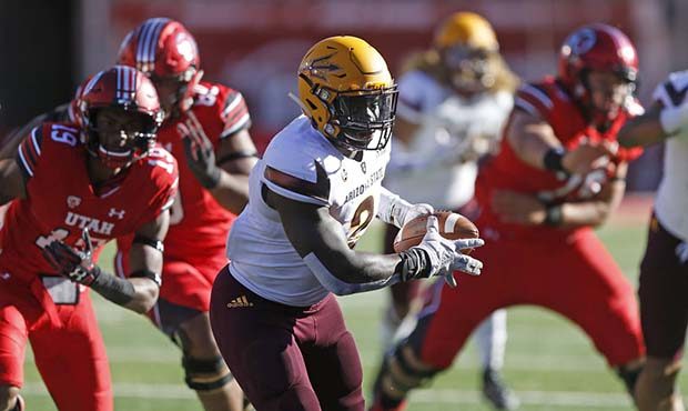 Arizona State linebacker Christian Sam (2) carries the ball after an interception against Utah in t...