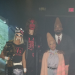 Cavaliers forward Kevin Love as WWE star Sting and girlfriend as Hulk Hogan, plus J.R. Smith and his wife as Coneheads. (Twitter)