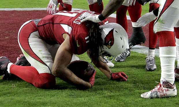 Arizona Cardinals wide receiver Jaron Brown (13), wide receiver J.J. Nelson (14) and running back C...