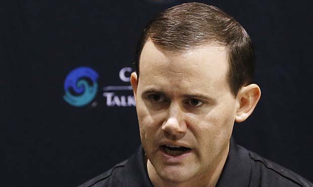 Phoenix Suns general manager Ryan McDonough answers a question during an NBA basketball media day M...