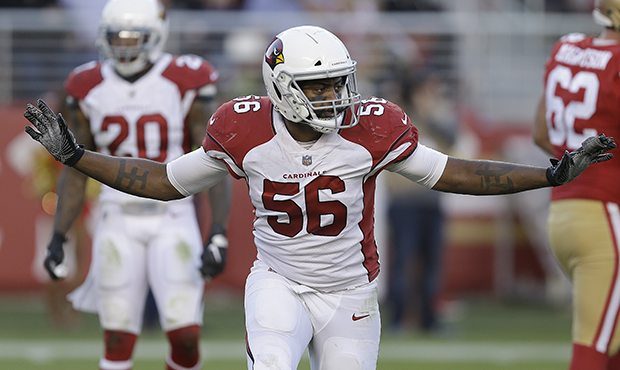 Arizona Cardinals inside linebacker Karlos Dansby (56) reacts during the second half of an NFL foot...