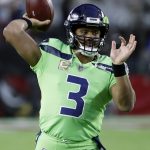 Seattle Seahawks quarterback Russell Wilson (3) warms up prior to an NFL football game against the Arizona Cardinals, Thursday, Nov. 9, 2017, in Glendale, Ariz. (AP Photo/Rick Scuteri)