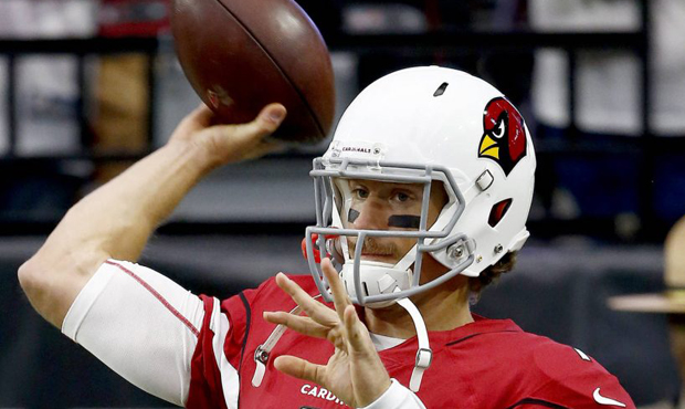 Arizona Cardinals quarterback Blaine Gabbert (7) warms up prior to an NFL football game against the...