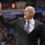 Phoenix Suns head coach Jay Triano gestures during the second half of an NBA basketball game against the Washington Wizards, Wednesday, Nov. 1, 2017, in Washington. The Suns won 122-116. (AP Photo/Nick Wass)