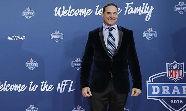 Former Walter Payton Men of the Year Jay Feely poses for photos upon arriving for the third round o...