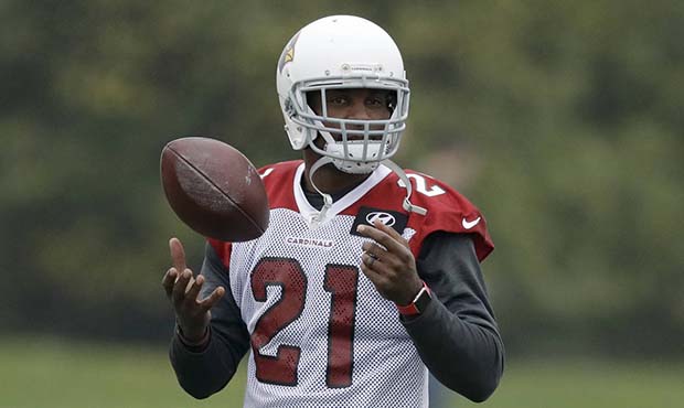 Arizona Cardinals cornerback Patrick Peterson takes part in an NFL training session at the London I...