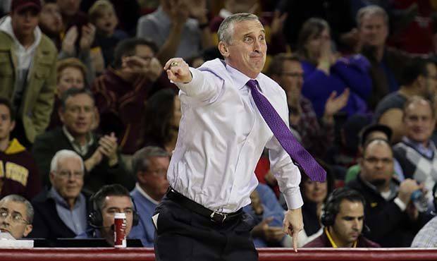 Arizona State head coach Bobby Hurley calls out plays to his team in the second half during an NCAA...