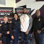 (Arizona Sports Photo) Phoenix Suns' Alan Williams and Phoenix Police Chief Jeri Williams at Burns and Gambo's Holiday Heroes event which raised thousands for the 100 Club of Arizona and first responders.