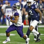 Washington running back Myles Gaskin (9) scores a touchdown as Penn State safety Marcus Allen (2) pursues during the first half of the Fiesta Bowl NCAA college football game, Saturday, Dec. 30, 2017, in Glendale, Ariz. (AP Photo/Ross D. Franklin)