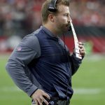 Los Angeles Rams head coach Sean McVay watches during the first half of an NFL football game against the Arizona Cardinals, Sunday, Dec. 3, 2017, in Glendale, Ariz. (AP Photo/Rick Scuteri)