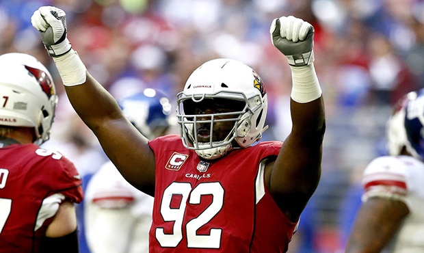 Arizona Cardinals defensive end Frostee Rucker (92) celebrates a New York Giants missed field goal ...