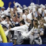 Penn State fans cheer during the first half of the Fiesta Bowl NCAA college football game against Washington, Saturday, Dec. 30, 2017, in Glendale, Ariz. (AP Photo/Ross D. Franklin)