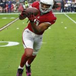 Arizona Cardinals wide receiver Larry Fitzgerald (11) warms up prior to an NFL football game against the Los Angeles Rams, Sunday, Dec. 3, 2017, in Glendale, Ariz. (AP Photo/Ross D. Franklin)