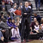 Phoenix Suns interim coach Jay Triano watches during the second half of the team's NBA basketball game against the Toronto Raptors on Tuesday, Dec. 5, 2017, in Toronto. (Nathan Denette/The Canadian Press via AP)