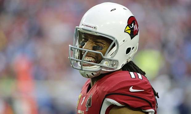 Arizona Cardinals wide receiver Larry Fitzgerald (11) smiles during the second half of an NFL footb...