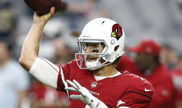 Arizona Cardinals quarterback Blaine Gabbert (7) warms up prior to an NFL football game against the...