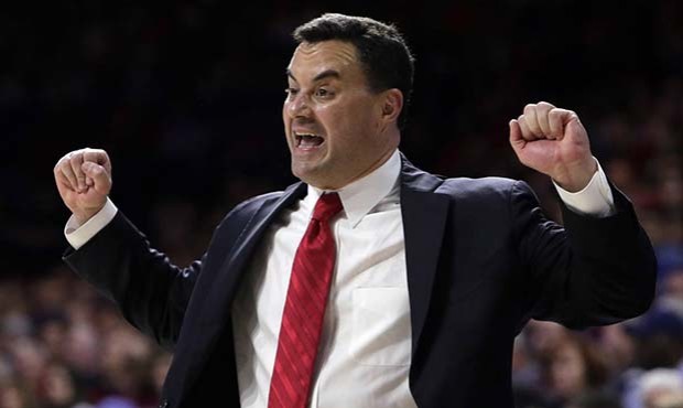 FILE - In this Feb. 11, 2017, file photo, Arizona coach Sean Miller gestures during the first half ...