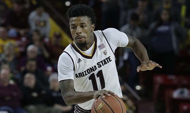 Arizona State guard Shannon Evans II (11) in the first half during an NCAA college basketball game ...