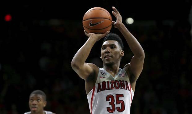 Arizona guard Allonzo Trier shoots a free throw during the second half of an NCAA college basketbal...