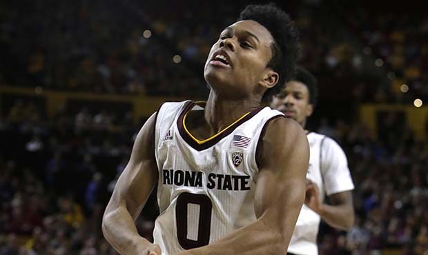 Arizona State guard Tra Holder (0) in the first half during an NCAA college basketball game against...