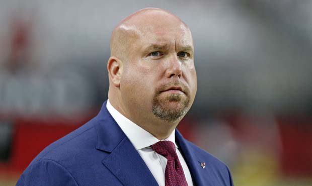 Arizona Cardinals general manager Steve Keim watches Cardinals players warm up prior to an NFL pres...