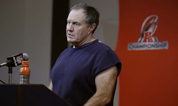 New England Patriots head coach Bill Belichick speaks to the media following the AFC championship N...
