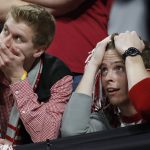 Alabama fans react during the second half of the NCAA college football playoff championship game against Georgia Monday, Jan. 8, 2018, in Atlanta. (AP Photo/David Goldman)