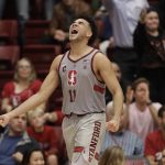 Stanford guard Dorian Pickens (11) celebrates in the closing minutes of a 86-77 win over Arizona State during the second half of an NCAA college basketball game Wednesday, Jan. 17, 2018, in Stanford, Calif. (AP Photo/Marcio Jose Sanchez)