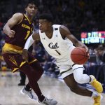 California's Darius McNeill, right, drives the ball against Arizona State's Remy Martin during the first half of an NCAA college basketball game Saturday, Jan. 20, 2018, in Berkeley, Calif. (AP Photo/Ben Margot)