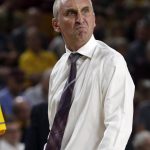 Arizona State coach Bobby Hurley reacts to a referee during the second half of the team's NCAA college basketball game against Oregon State, Saturday, Jan. 13, 2018, in Tempe, Ariz. Arizona State won 77-75. (AP Photo/Rick Scuteri)