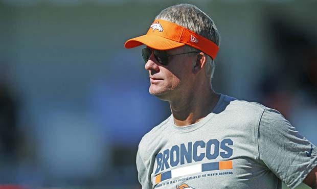 FILE - In this Thursday, July 27, 2017, file photo, Denver Broncos offensive coordinator Mike McCoy...