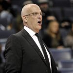 Phoenix Suns head coach Jay Triano calls to players in the first half of an NBA basketball game against the Memphis Grizzlies Wednesday, Feb. 28, 2018, in Memphis, Tenn. (AP Photo/Brandon Dill)