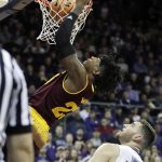 Arizona State Arizona State forward Romello White dunks above Washington forward Sam Timmins, lower right, in the first half of an NCAA college basketball game, Thursday, Feb. 1, 2018, in Seattle. (AP Photo/Ted S. Warren)