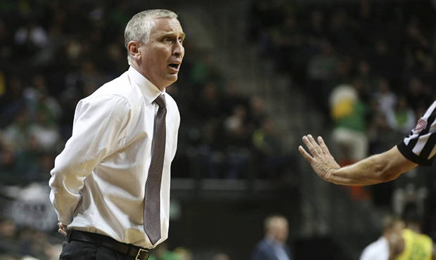 Arizona State coach Bobby Hurley reacts to a call during the first half of the team's NCAA college ...