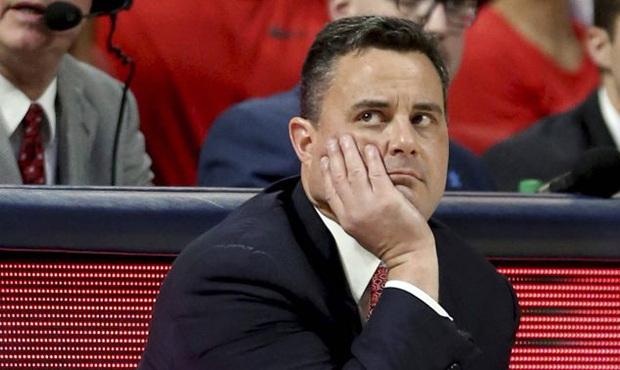 Arizona coach Sean Miller watches his team play Southern California during the first half of an NCA...