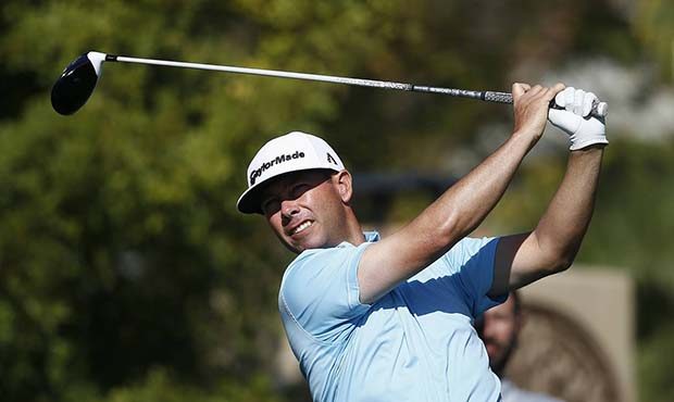 Chez Reavie tees off at the second hole during the final round of the Waste Management Phoenix Open...