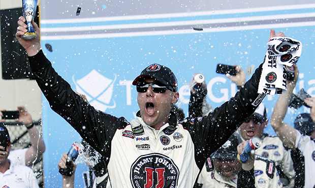 Monster Energy NASCAR Cup Series driver Kevin Harvick (4) celebrates after winning a NASCAR Cup Ser...