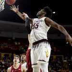Arizona State forward De'Quon Lake (35) drives against Stanford during the second half of an NCAA college basketball game Saturday, March 3, 2018, in Tempe, Ariz. (AP Photo/Matt York)